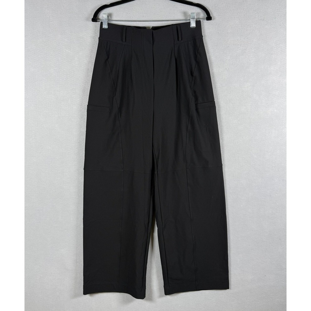Halara Womens Medium High Waisted Wide Leg Work Pants Black Pockets Stretch